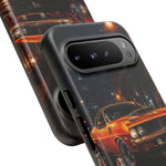 Orange Cuda Phone Case, Rainy City Night Muscle Car Tough Cover