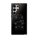 MX-5 Roadster Blueprint Miata Phone Case Featuring Front Side and Rear Views