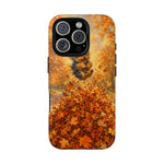 Yorkshire Terrier Jumping in Autumn Leaves Tough Case | Fall Dog Phone Cover