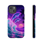 Neon Dolphin Ocean Vaporwave Art Tough Phone Case