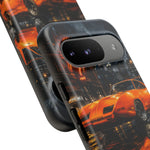 Orange Daytona Phone Case, Rainy City Night Muscle Car Tough Cover