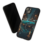 Vintage Teal 1957 Bel Air Classic Car Tough Case | Retro Rainy City Phone Cover