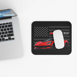 Red C7 Corvette Z06 Car Mouse Pad | American Flag Racing Desk Mat