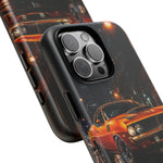 Orange Cuda Phone Case, Rainy City Night Muscle Car Tough Cover
