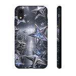 Holographic Silver Stars Grid phone case | Tough Cover