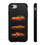 C3 Corvette Art Phone Case Orange, Three-View Vector Cover, Gift
