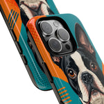 Boston Terrier Pop-Art Portrait Tough Phone Case - Teal Orange
