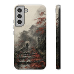 Autumn Temple Steps phone case | Japanese watercolor landscape cover
