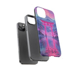 Neon Torii Gate Mountain Vaporwave Art Tough Phone Case