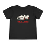 Skyline R34 GT-R Toddler T-Shirt – JDM White Car with Red Wheels Graphic