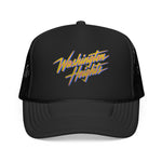 Washington Heights Retro Trucker Hat Neon 80s Script Foam Snapback Vintage NYC Streetwear Style