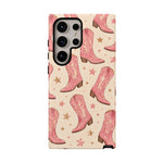 Pink Cowboy Boots phone case | Western pattern | Pastel stars