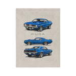1973 Cuda Muscle Car Blanket | Blue Barracuda Microfiber Throw