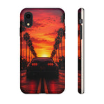 Matte Black MK4 Supra Sunset Tough Phone Case - Palm Silhouette