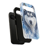 Husky Watercolor Art Tough Phone Case - Icy Blue Dog Portrait