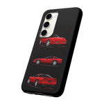 C4 Corvette Art Phone Case Red, Three-View Vector Cover, Gift