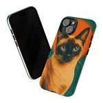 Siamese Cat Retro Halftone Portrait Case - Orange Teal Print