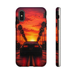Matte Black MK4 Supra Sunset Tough Phone Case - Palm Silhouette
