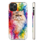 Persian Cat Watercolor Portrait Tough Phone Case - Rainbow