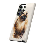 Siamese Cat Watercolor Portrait Tough Phone Case - Cream Choc