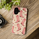 Pink Cowboy Boots phone case | Western pattern | Pastel stars