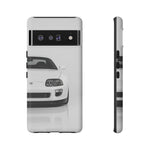 White MK4 Supra Phone Case, Retro 90s JDM Tough Cover for Car Enthusiasts