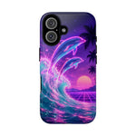 Neon Dolphin Ocean Vaporwave Art Tough Phone Case