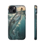 Striped Bass Phone Case, Sunset Topwater Strike Cover for Anglers