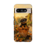 Rottweiler Puppy in Flower Pot Tough Case | Floral Dog Phone Cover