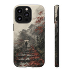 Autumn Temple Steps phone case | Japanese watercolor landscape cover