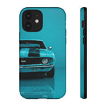 Muscle Car Phone Case Teal 69 Camaro SS, Retro Classic Cover, Guys Gift