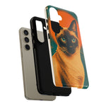 Siamese Cat Retro Halftone Portrait Case - Orange Teal Print