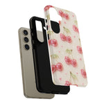 Pink Cherry Pattern Phone Case | Cute Retro Fruit Design