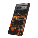 Orange Cuda Phone Case, Rainy City Night Muscle Car Tough Cover