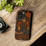 DJ Cat Phone Case, Glowing Turntables Folk Art Cover