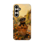 Rottweiler Puppy in Flower Pot Tough Case | Floral Dog Phone Cover
