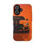 Orange Mustang Art Phone Case, GT500 American Muscle Car Tough Cover for Male