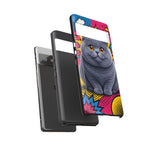 British Shorthair Round Pop Art Tough Phone Case