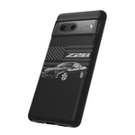 Black Z28 Camaro Phone Case Muscle Car American Flag Tough Cover