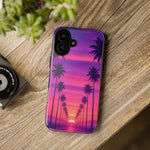 Retrowave Aesthetic Sunset Palm Trees phone case