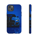 Blue Mustang Art Phone Case, GT500 American Muscle Car Tough Cover for Men
