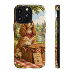 Cocker Spaniel Picnic Scene phone case | vintage dog art