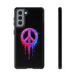 Glitch Peace Sign Phone Case, RGB Melt Digital Art Tough Cover, Gift