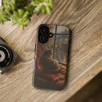 Rainy Window Cat Phone Case, Cozy Painterly Art Cover, Gift
