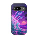 Neon Dolphin Ocean Vaporwave Art Tough Phone Case