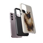 Siamese Cat Watercolor Portrait Tough Phone Case - Cream Choc