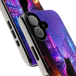 Lo-Fi Cat Neon Rain Window Vaporwave Art Tough Phone Case