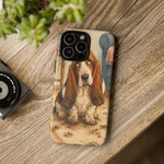 Guilty Basset Hound Phone Case, Muddy Watercolor Art Cover