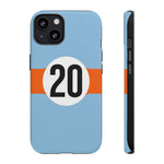 Copy of Blue Orange Number 20 Retro Racing Stripe Tough Phone Case Cover