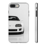 White MK4 Supra Phone Case, Retro 90s JDM Tough Cover for Car Enthusiasts